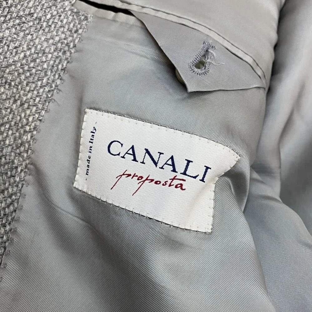 Canali Blazer 52R XXL Gray Check 100% Pure Wool Proposta Made in Italy Jacket